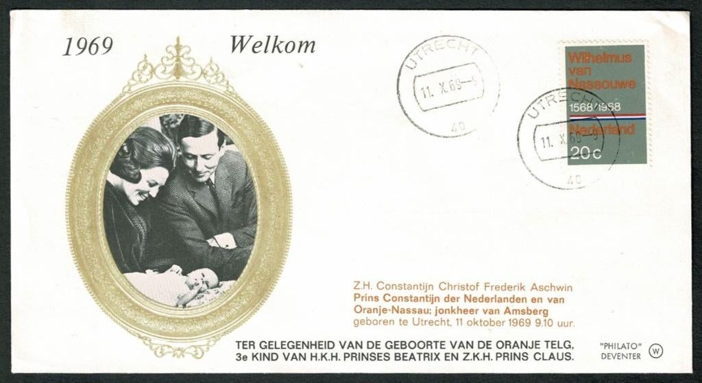 Royalty : Geboorte Prins Constantijn - 1969, Ophalen of Verzenden, Nederland, Kaart, Foto of Prent