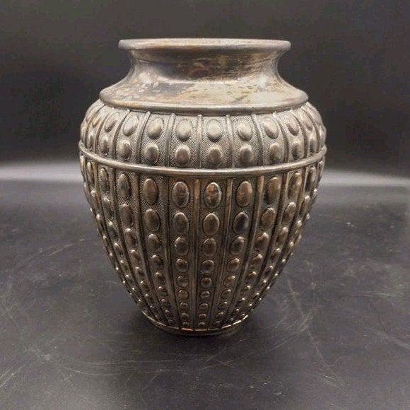 Art Deco Keramieken Vaas met Zilver-Lusterglazuur, Ophalen of Verzenden