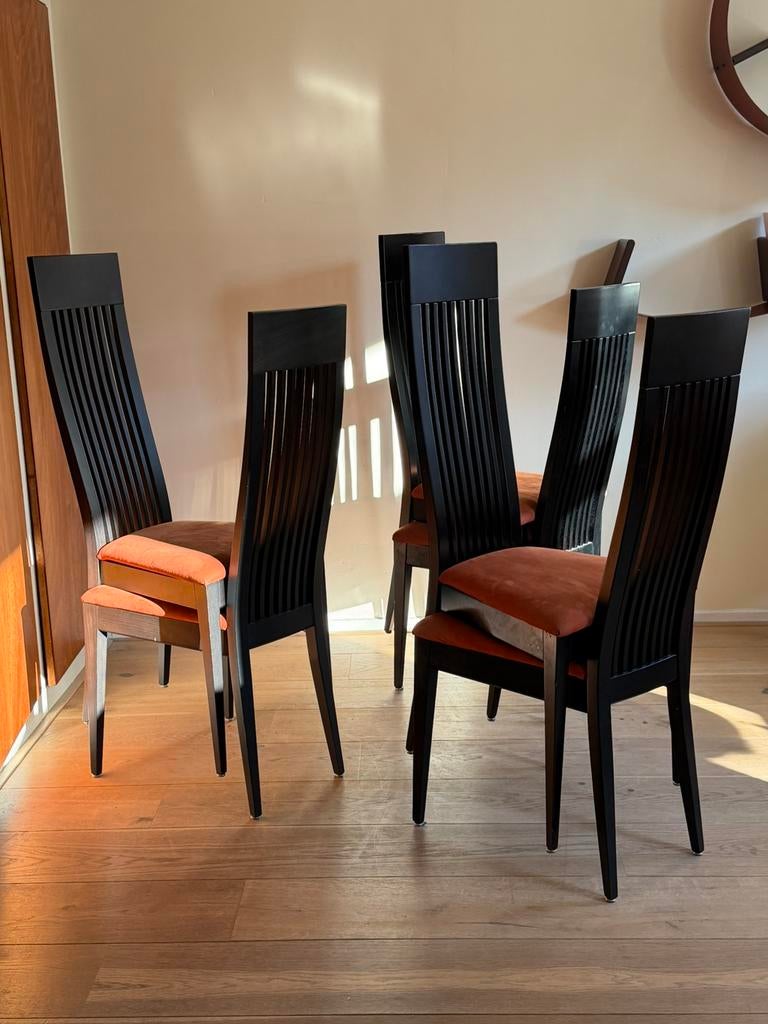 Italiaanse design eetkamerstoelen - Tonon 6x, Ophalen, Gebruikt, Vijf, Zes of meer stoelen