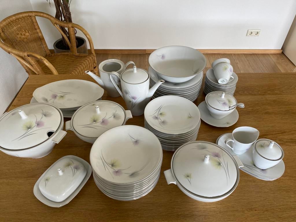 Vintage servies, Hutschenreuter, patroon Caribe,  jaren 60, Antiek en Kunst, Antiek | Servies compleet, Ophalen