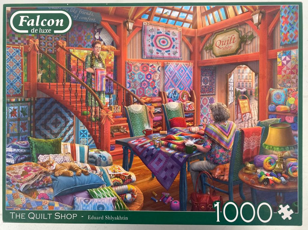 Falcon Puzzel The Quilt Shop 1000 stukjes, Ophalen of Verzenden, 500 t/m 1500 stukjes, Zo goed als nieuw, Legpuzzel