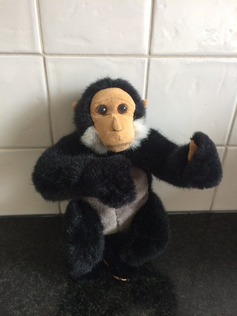 chimpansee knuffel 20 cm - ZGAN!, Overige typen, Zwart, Ophalen of Verzenden, Zo goed als nieuw