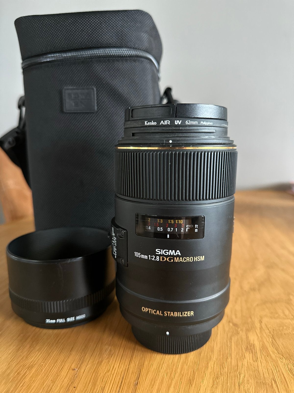 Sigma 105mm f/2.8 DG Macro HSM lens met UV filter voor Nikon, Audio, Tv en Foto, Ophalen, Sigma, Zonnekap, Nikon F-mount