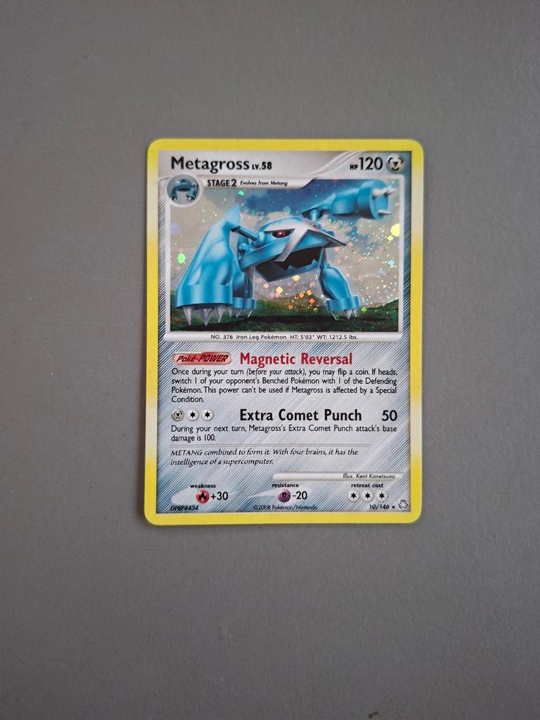 Pokemon kaart metagross lv58 10., Ophalen, Zo goed als nieuw, Losse kaart, Foil