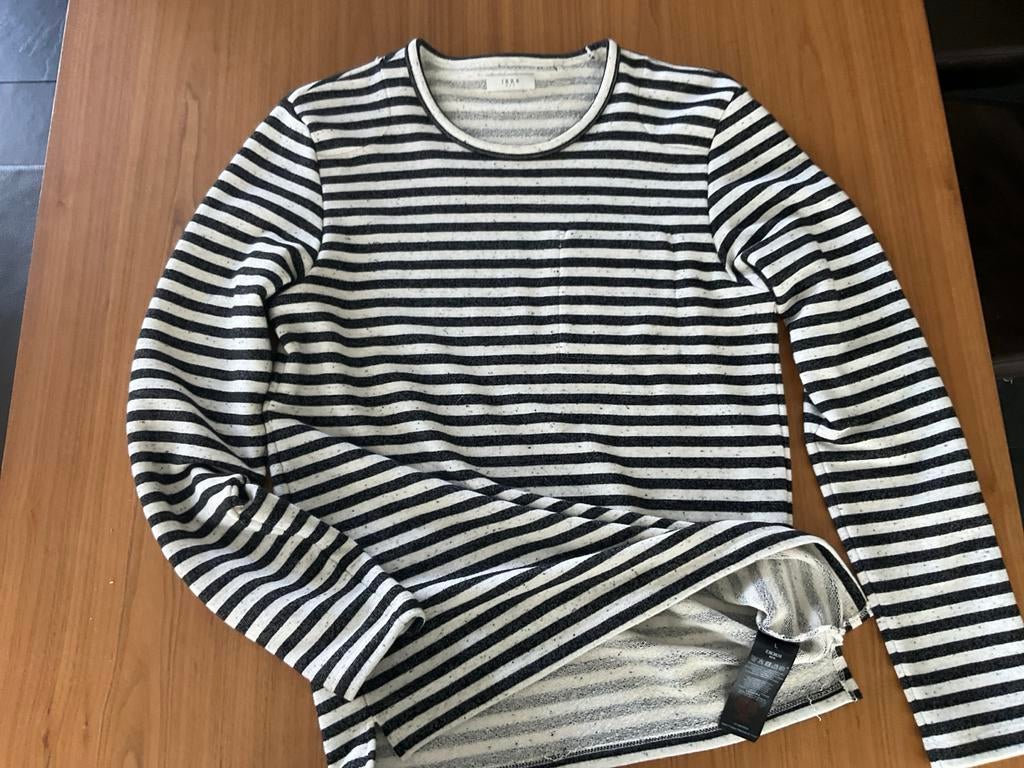 Zwart/Wit gestreepte Ikks pullover, maat L (valt kleiner), Ophalen of Verzenden, Gedragen, Maat 48/50 (M), Wit