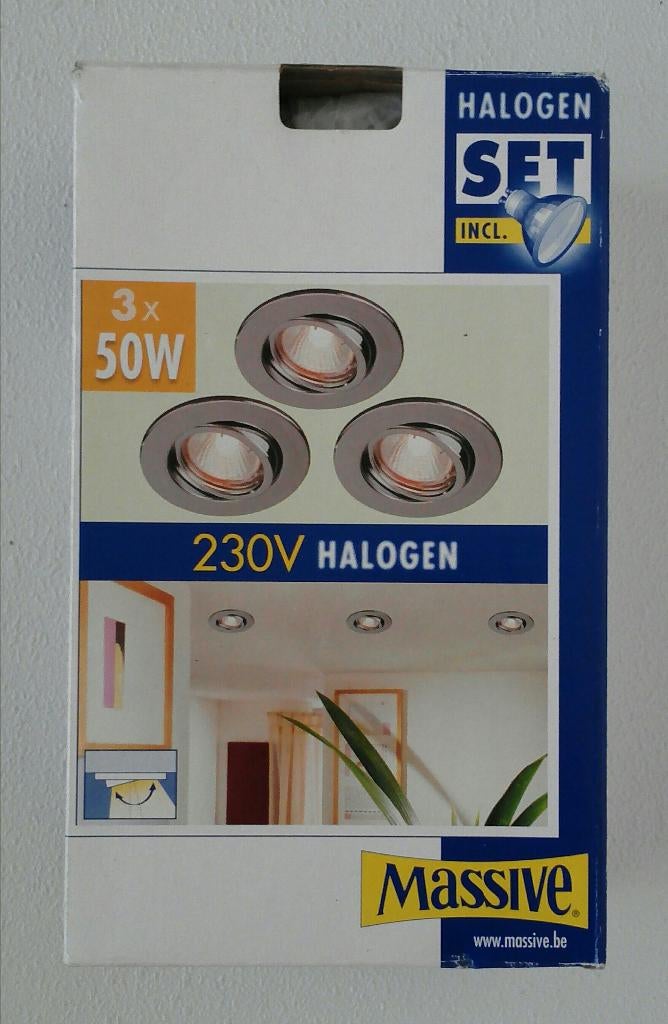 Massive 3x inbouwspots chroom GU10 (ook geschikt voor LED!), Metaal of Aluminium, Nieuw, Ophalen of Verzenden, Led
