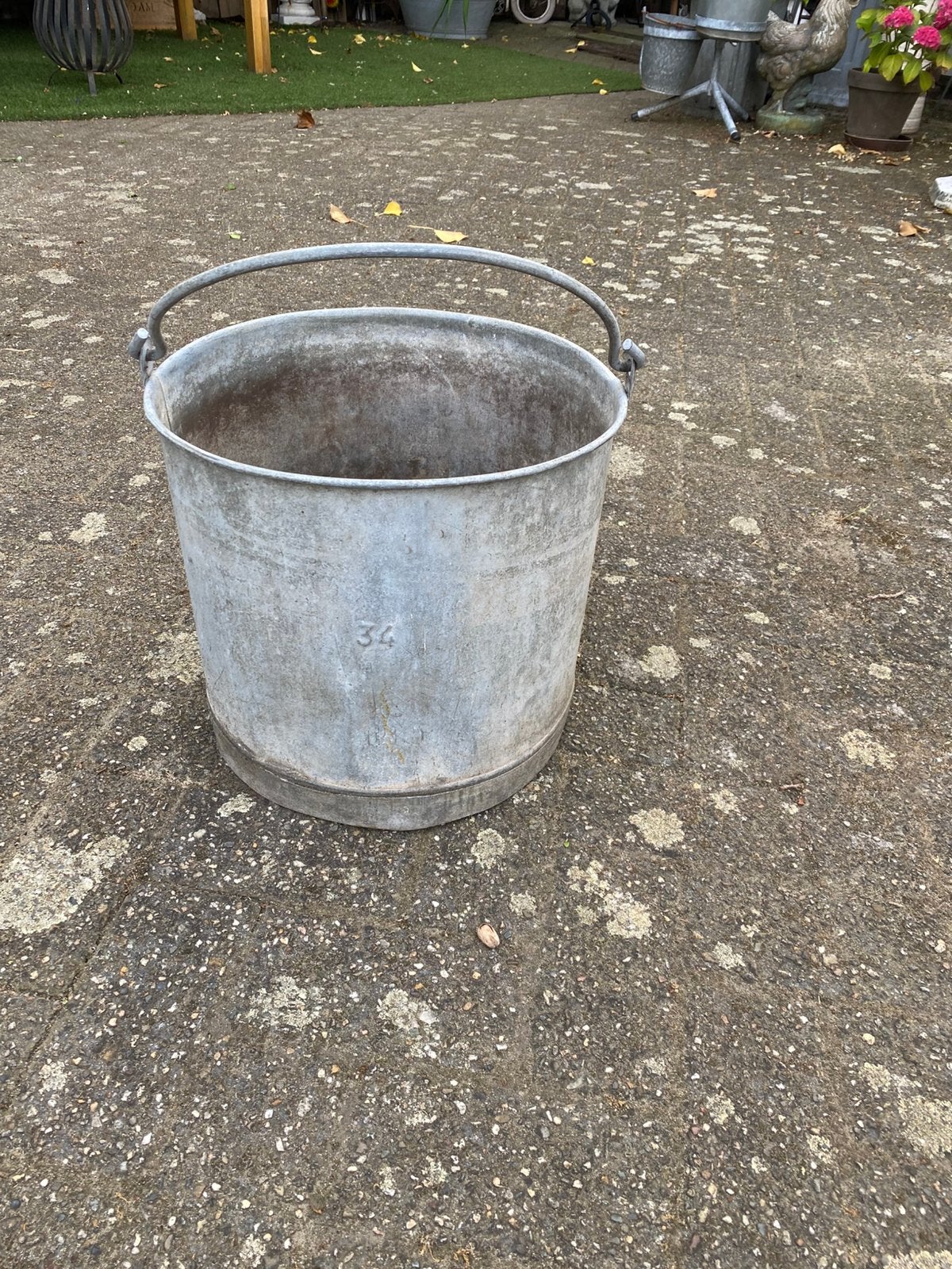 Hele mooie grote zinken emmer, Ophalen, Minder dan 30 cm, Rond, Zo goed als nieuw