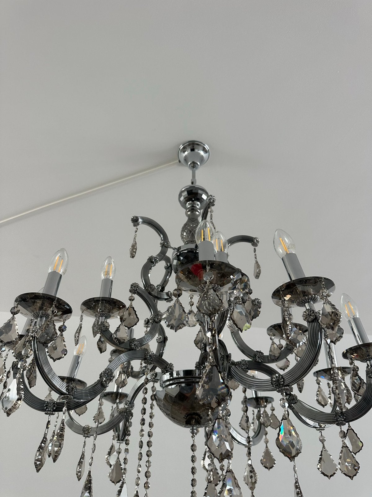 Luxe Kroonluchter met Kristallen - Modern Design, E14 (klein), Nieuw, Glas, Ophalen