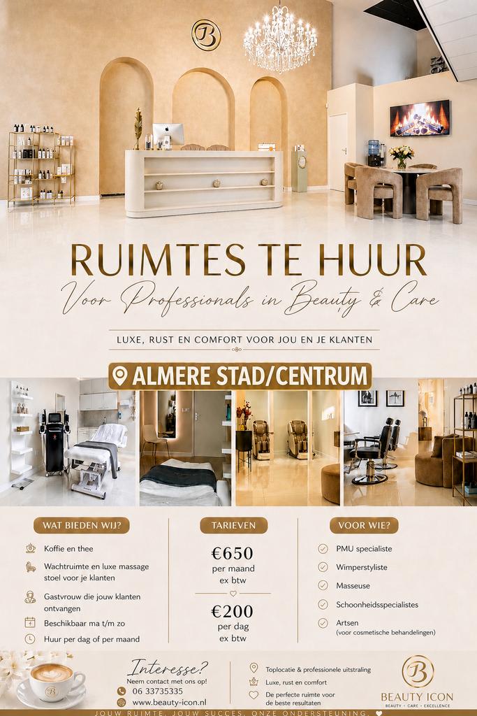 Ruimte te huur in een luxe beauty locatie in Almere !!, Overige