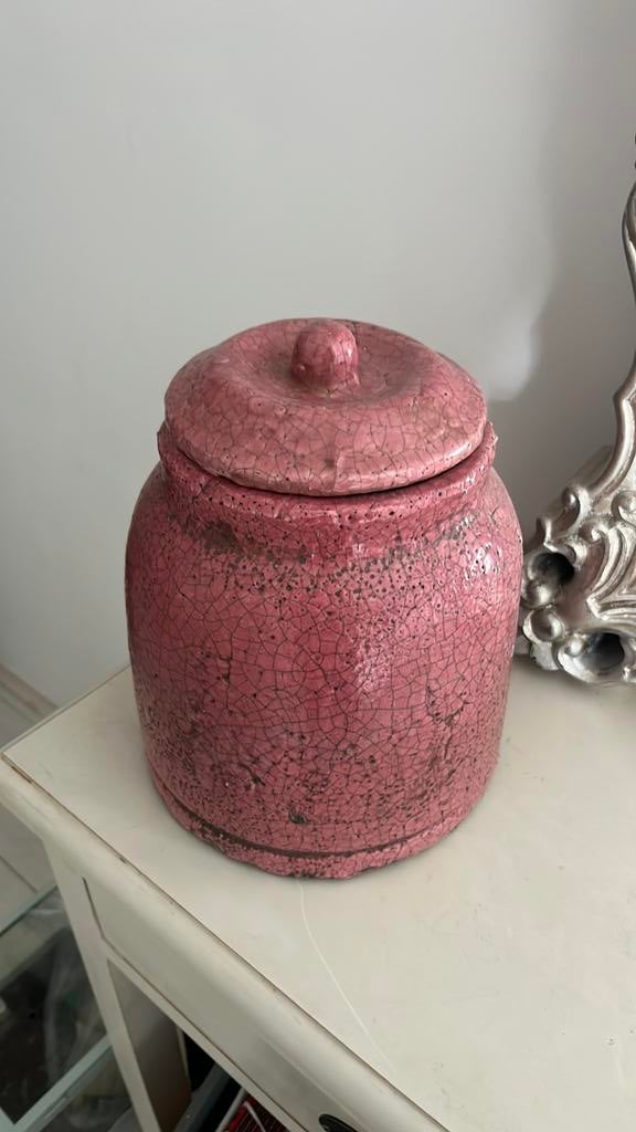Keramieke pot / basket, Ophalen, Zo goed als nieuw, Rond, Riet