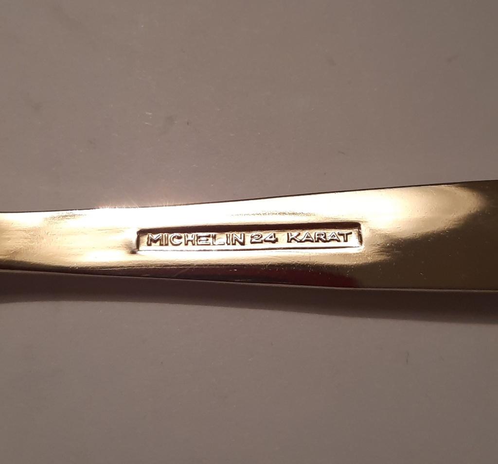 Vintage MICHELIN 24 KARAT VERGULD LEPELTJE / THEELEPELTJE, Antiek en Kunst, Antiek | Bestek, Ophalen of Verzenden