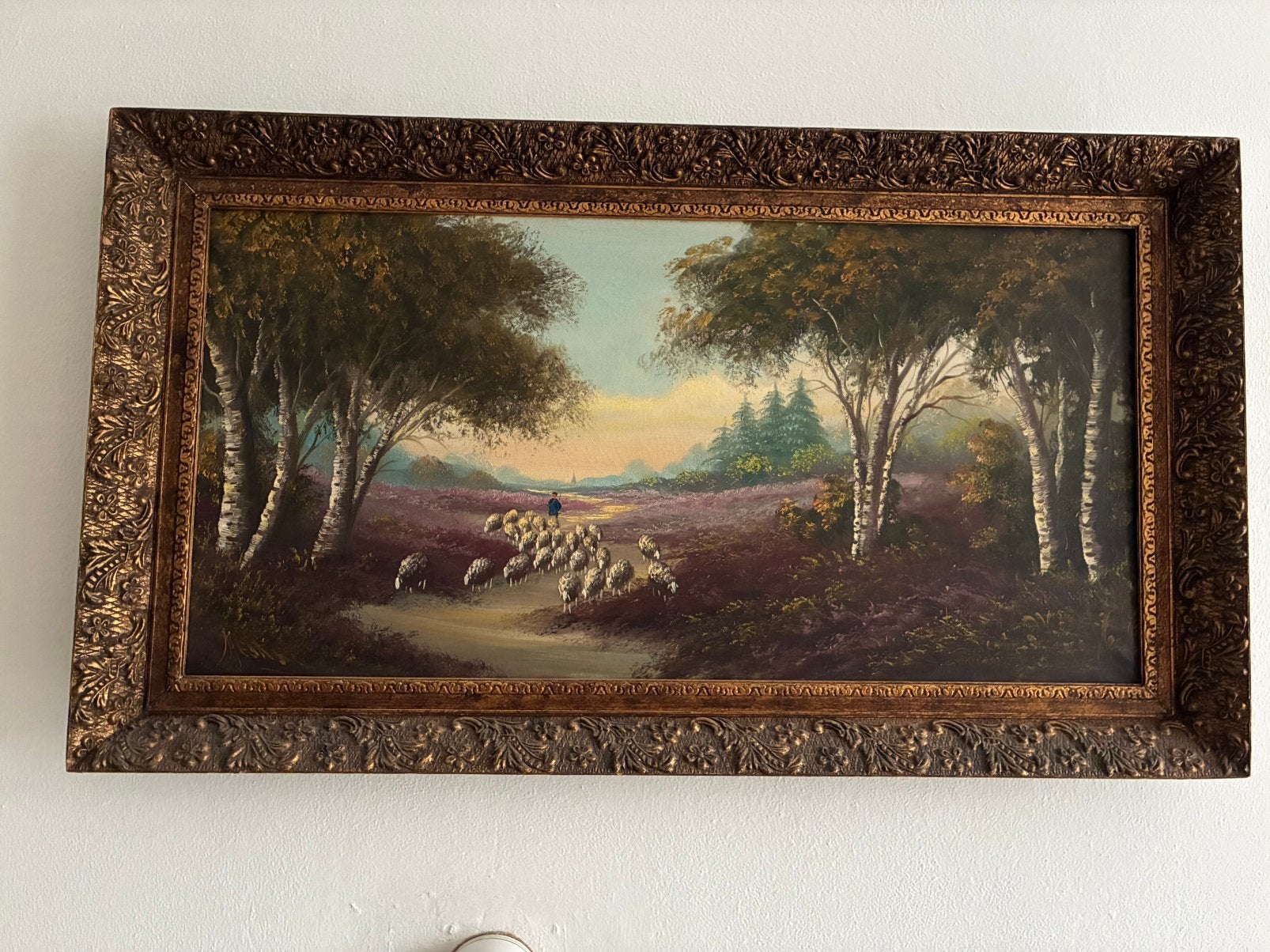Prachtige olieverf schilderij met brocante lijst., Ophalen