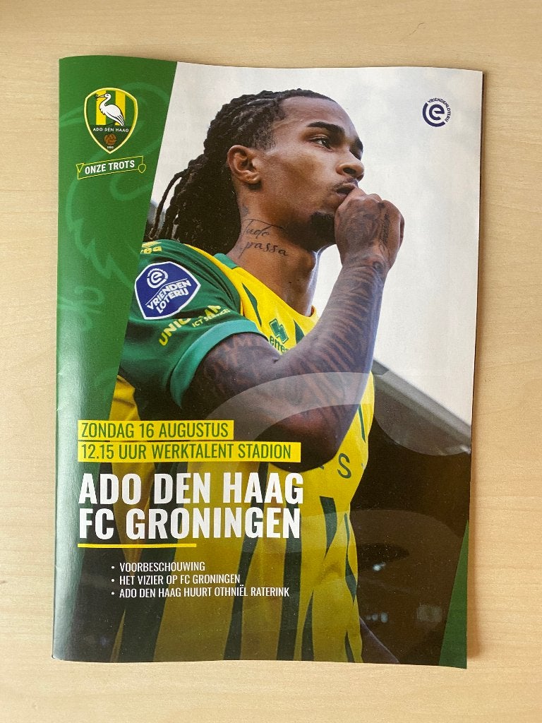 Programmaboekje ADO Den Haag v FC Groningen 16 augustus 2026, Verzenden, Nieuw, Overige binnenlandse clubs, Overige typen