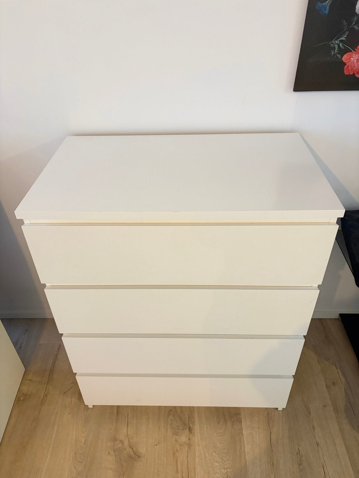 Ikea Malm ladekast wit met 4 lades - Lichte gebruikerssporen, Huis en Inrichting, Kasten | Ladekasten, Ophalen, Gebruikt, 50 tot 100 cm
