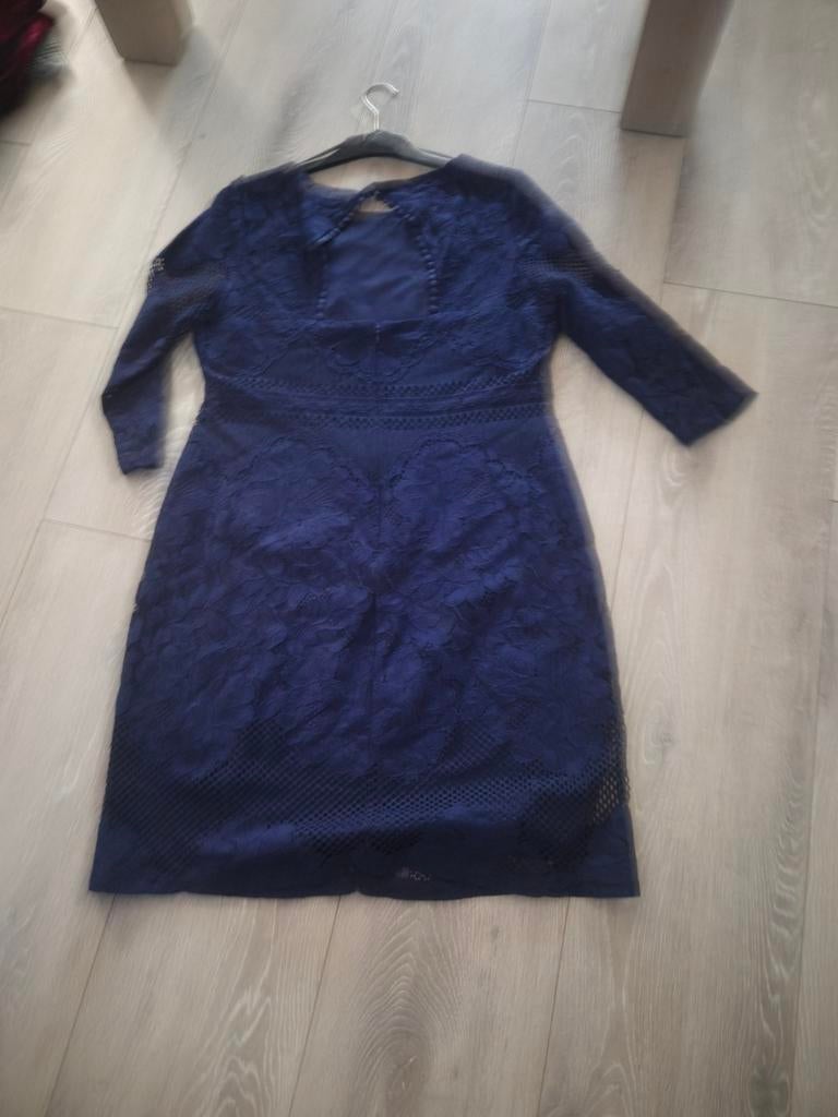Donkerblauwe jurk Knielengte Maat 46, Kleding | Dames, Jurken, Blauw, Maat 46/48 (XL) of groter, Ophalen of Verzenden, Zo goed als nieuw