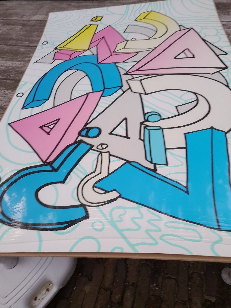 Decoratief karton Paneel met Kleurrijke Letters, Doe-het-zelf en Verbouw, Platen en Panelen, Ophalen, Zo goed als nieuw, Overige materialen