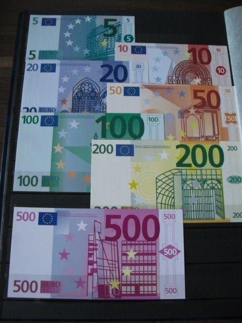 7 Euro Bankbiljetten Fantasie - Nep (3716), Verzenden, Euro's, Setje