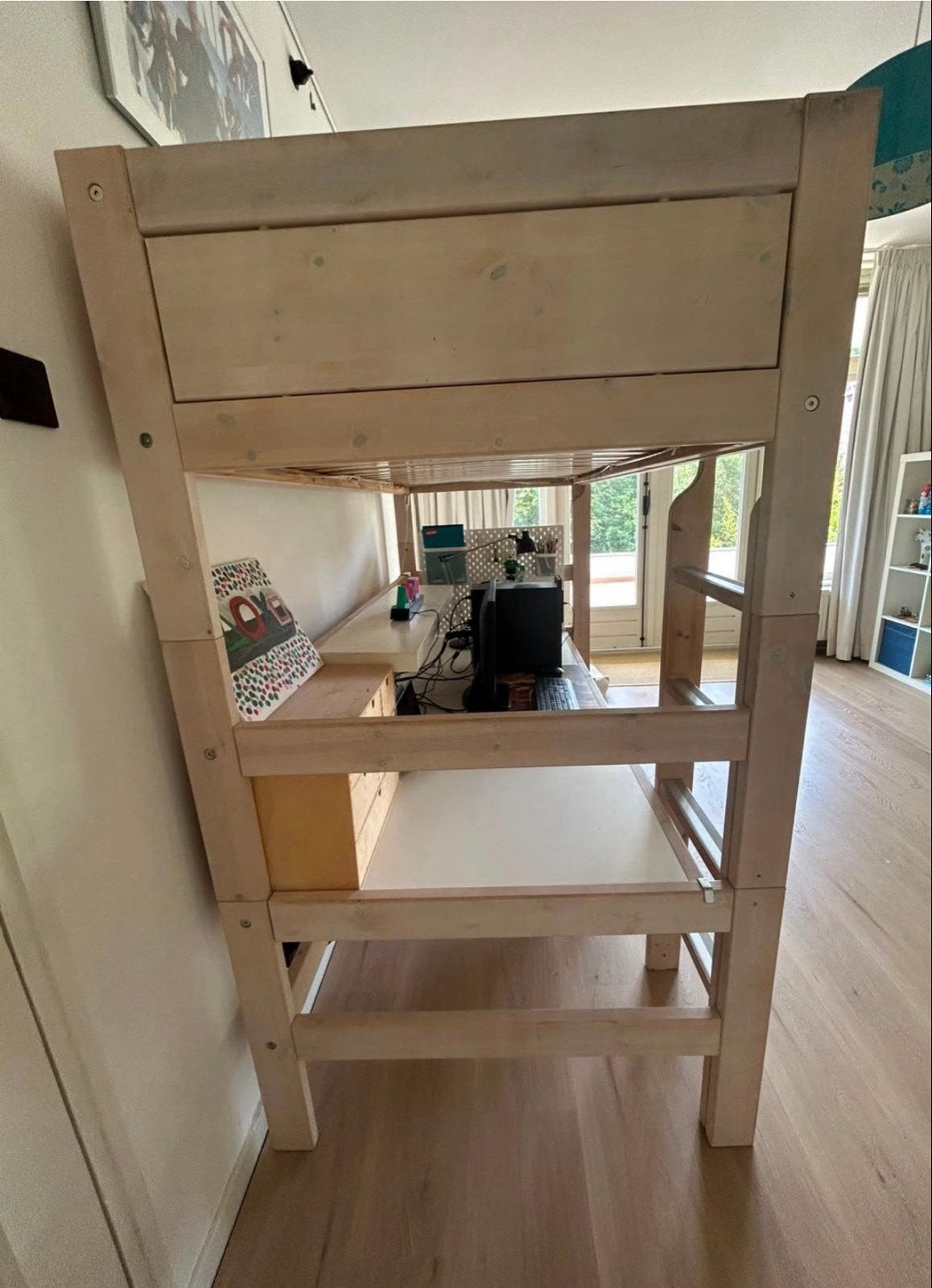 Lifetime Whitewash Hoogslaper/Halfhoogslaper met Bureau, Hoogslaper, Eenpersoons, 210 cm, 160 tot 180 cm