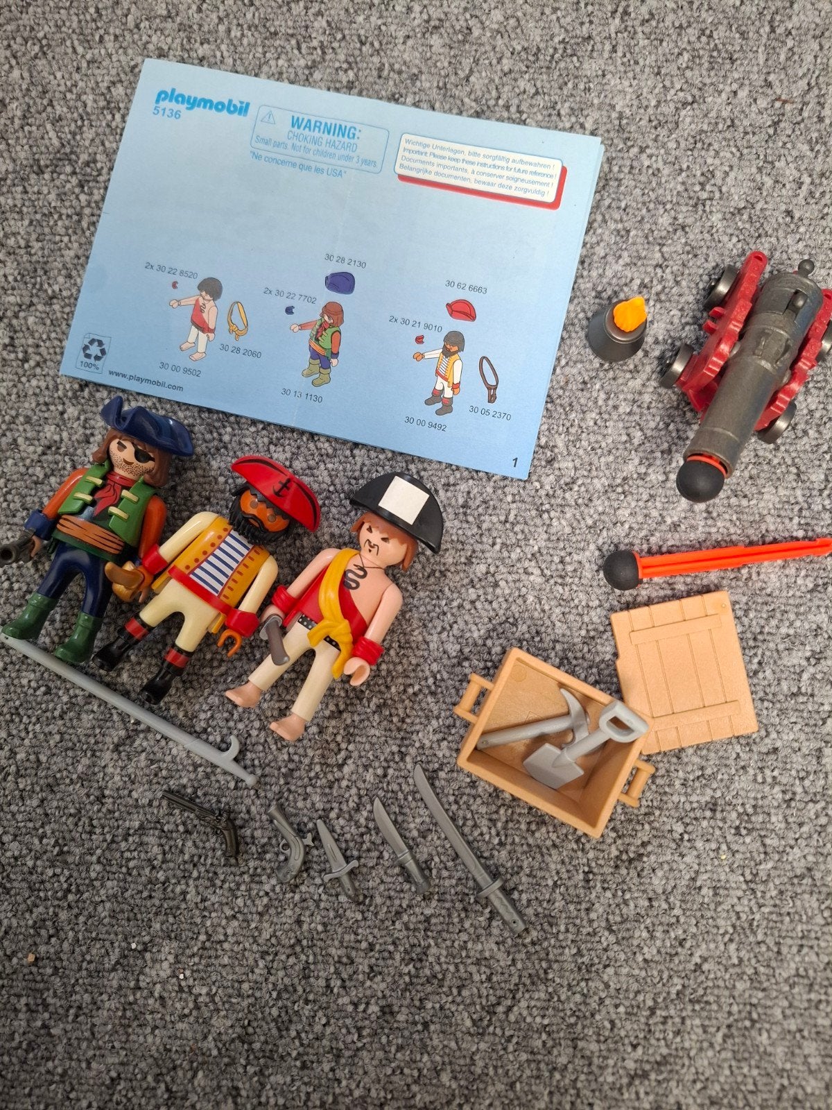 Playmobil Piraten set met figuren en kanon, Pirates, Gebruikt, Complete set, Ophalen of Verzenden