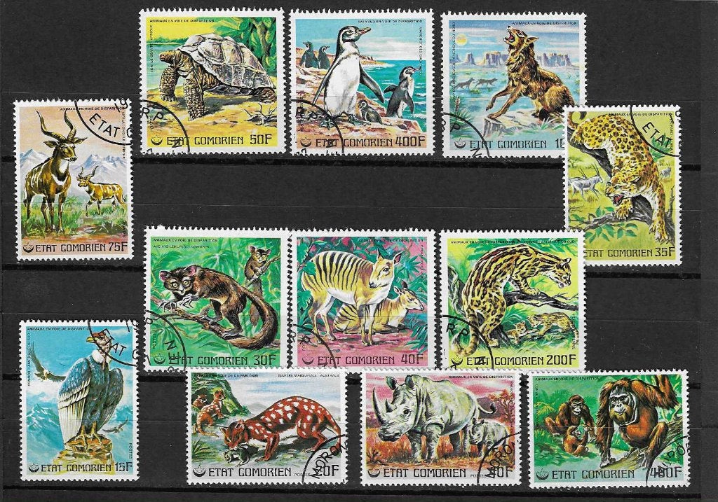 Postzegels Comoren Comorien fauna panter etc., Verzenden, Overige landen, Gestempeld