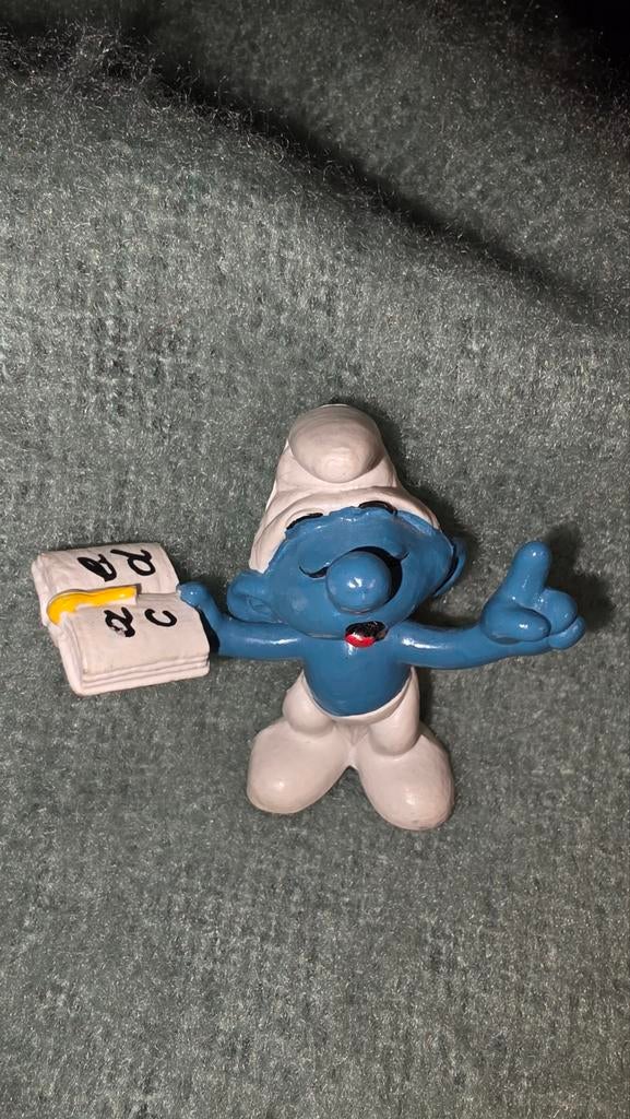 Smurf met notitieblokje - Schleich 1980, Ophalen of Verzenden, Zo goed als nieuw, Dichtersmurf, Poppetje, Figuurtje of Knuffel