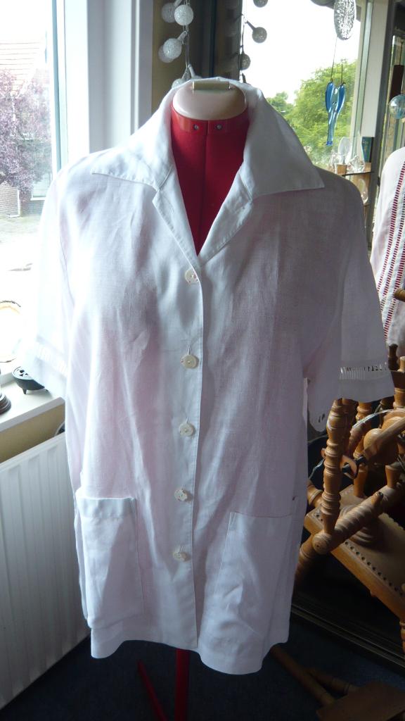Vintage wit 100% linen zomerjas/blouse gemaakt door Crisca, Ophalen of Verzenden, Gedragen, Maat 42/44 (L), Wit