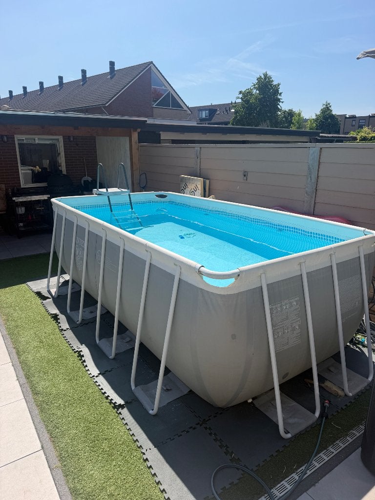 Compleet Intex Prism Frame Zwembad 4x2x1,22 m met Verwarming, 200 tot 300 cm, Zo goed als nieuw, Rechthoekig, Ophalen