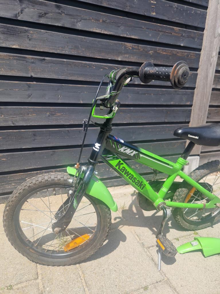 Kawasaki KMX Kinderfiets 16 inch - Groen, Ophalen, Terugtraprem, Kawasaki, 16 tot 20 inch