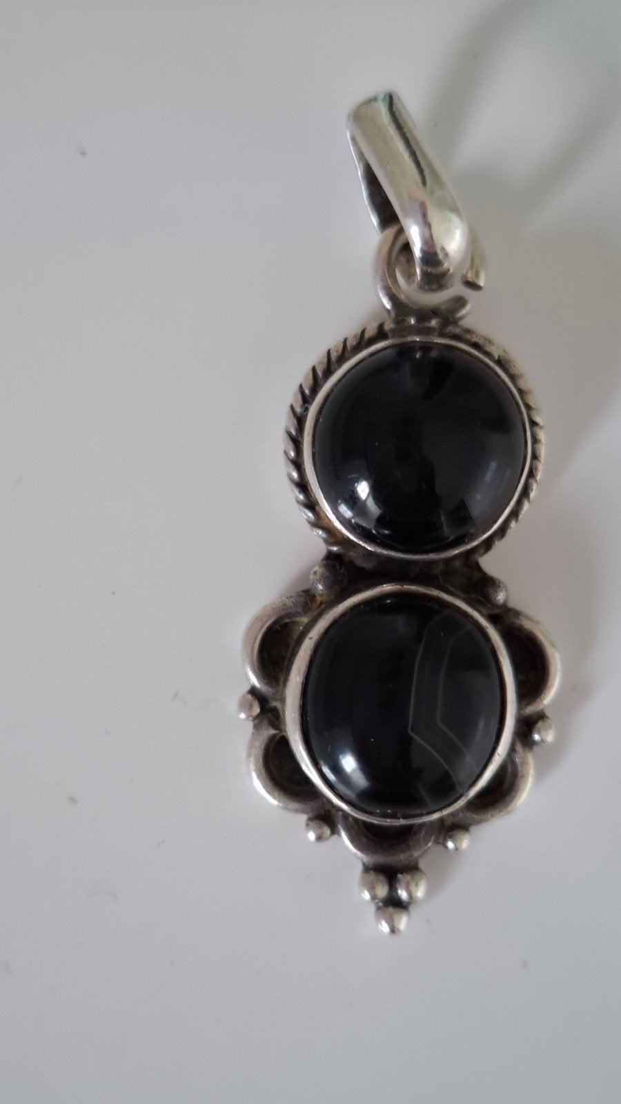 Zilveren hanger met onyx steen, Verzenden, Zo goed als nieuw, Zilver, Zilver