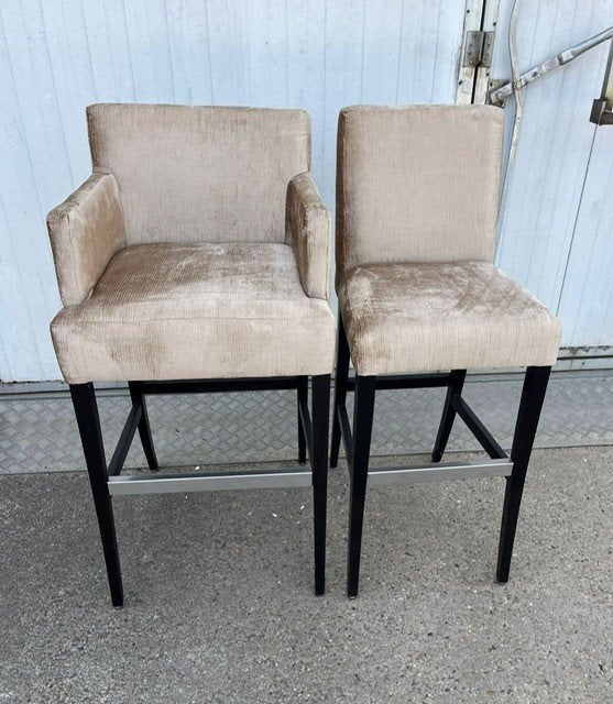 1 stuks nieuwe luxe horeca barkrukken champagne velvet stof, Ophalen, Met voetsteun, 60 tot 90 cm, Zo goed als nieuw