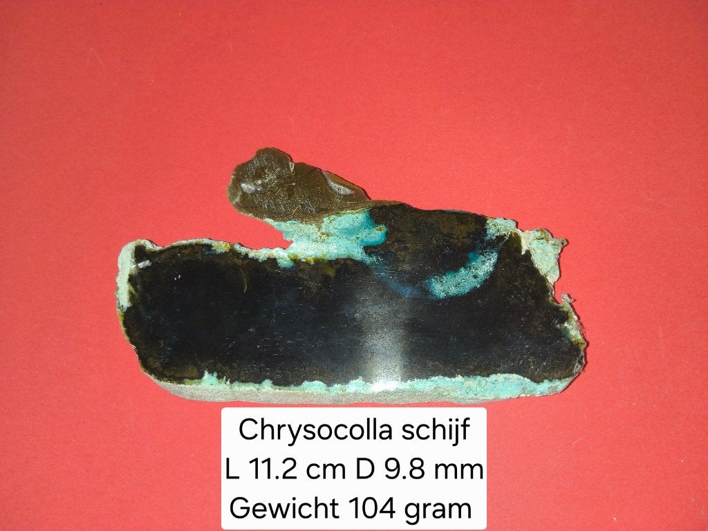 Chrysocolla schijf, Ophalen of Verzenden, Mineraal