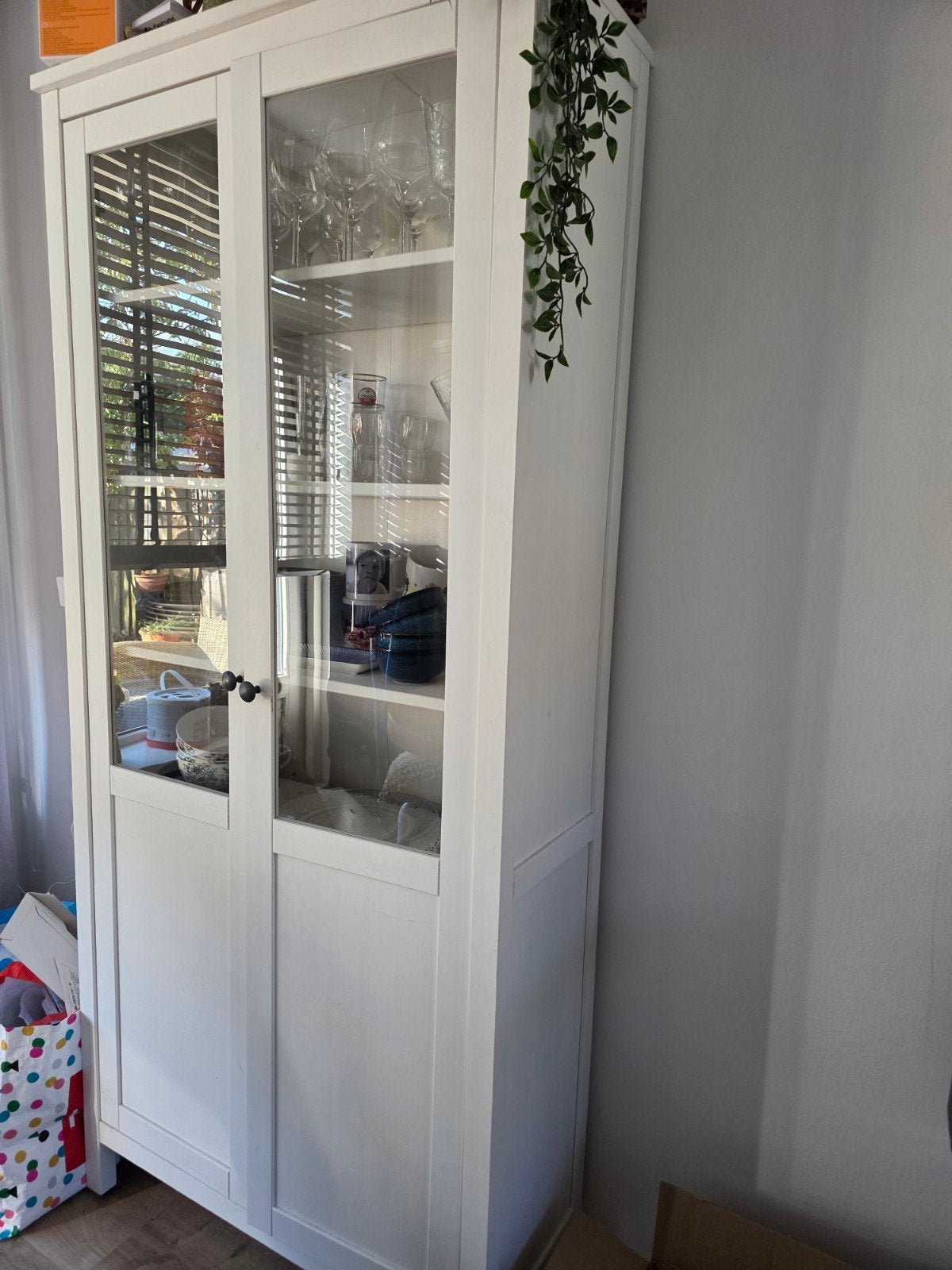 Ikea Hemnes Vitrinekast - Wit, Ophalen, Glas, 50 tot 100 cm, Landelijk, Scandinavisch