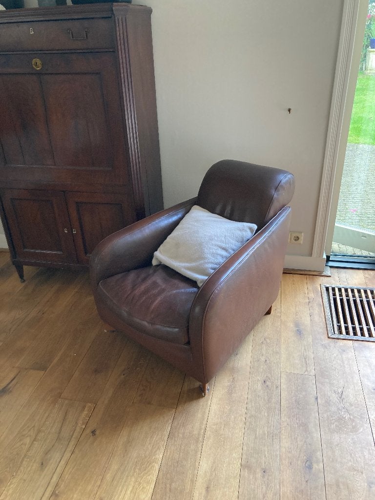 Fauteuil leer, Ophalen, Gebruikt, 50 tot 75 cm, Leer