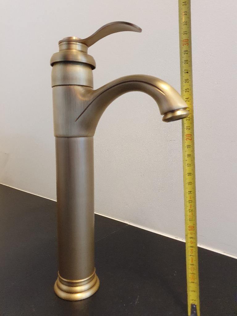 Wastafelkraan Waskom kraan Klassiek Landelijk Brons hoog, Doe-het-zelf en Verbouw, Sanitair, Ophalen of Verzenden, Nieuw, Koper
