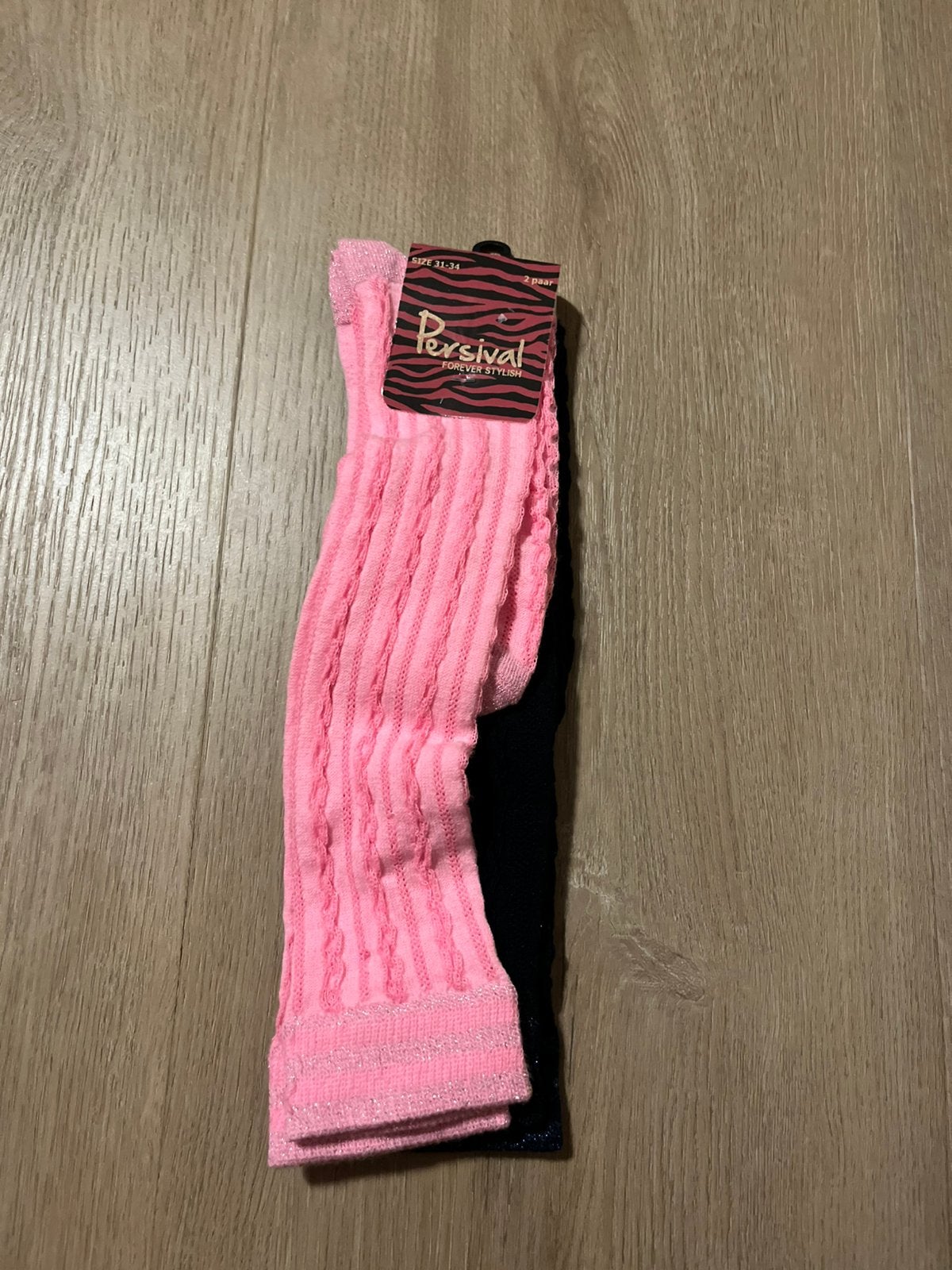 Zokken knie meisje maat 31-34 donkerblauw en roze nieuw, Ophalen of Verzenden, Nieuw, Meisje