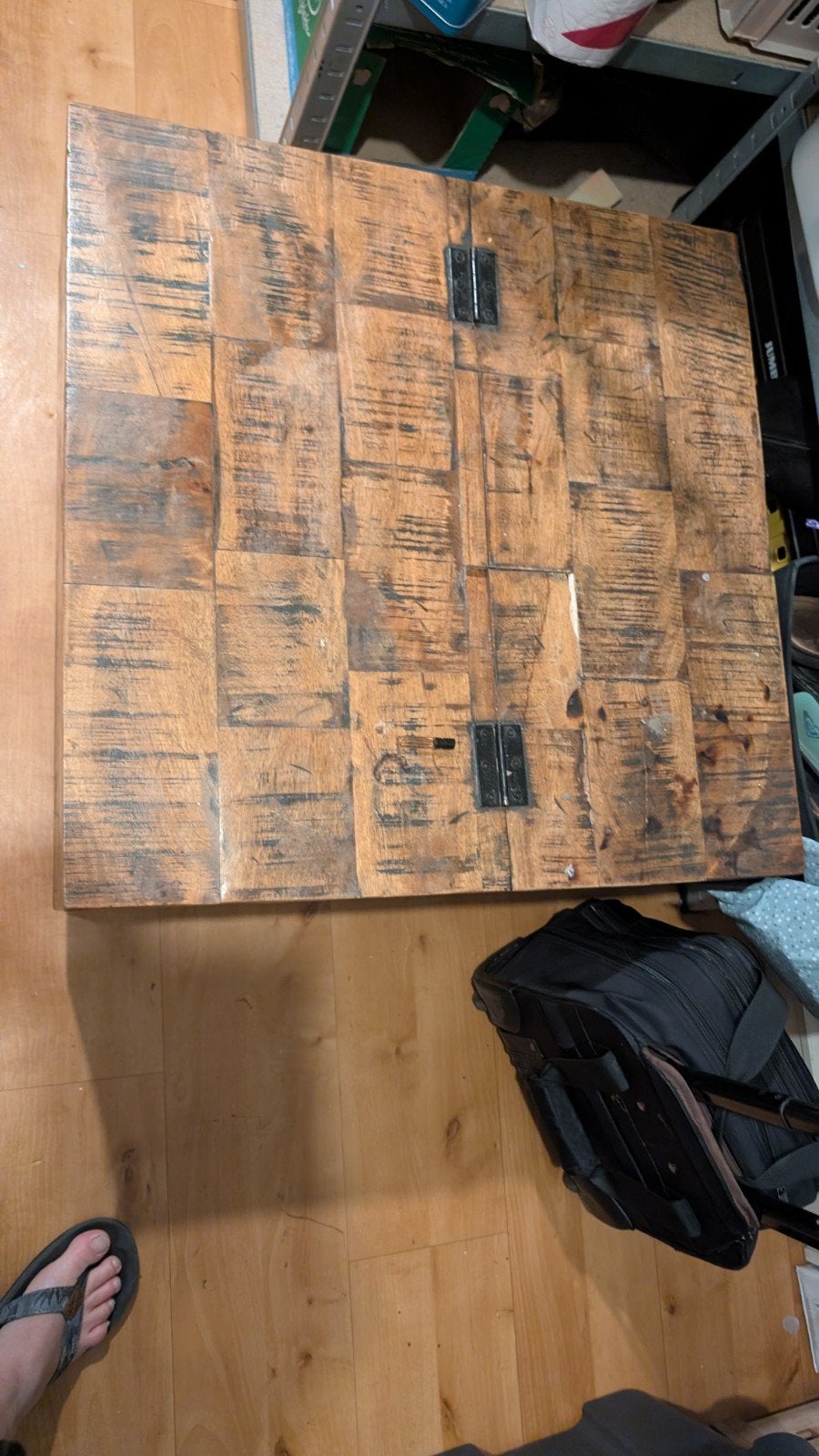 Houten kist / opbergdoos met scharnieren, Ophalen