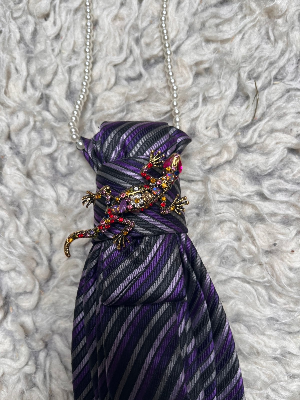 Stropdasketting, Sieraden, Tassen en Uiterlijk, Kettingen, Overige materialen, Verstelbaar, Verzenden, Paars
