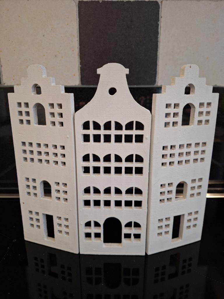 Drie luik huisjes - decoratieve gevelhuisjes, Huis en Inrichting, Woonaccessoires | Overige, Hout, Gebruikt, Ophalen of Verzenden