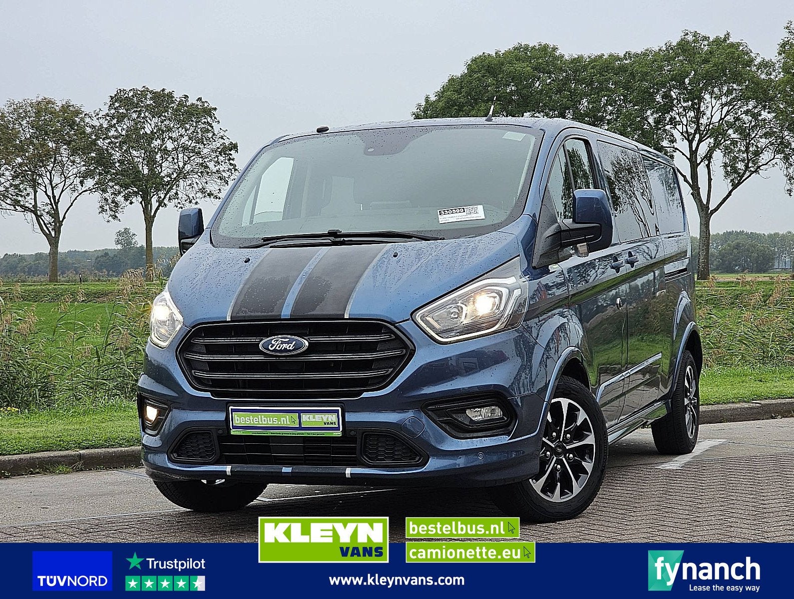 FORD TRANSIT CUSTOM 2.0 L2 SPORT Dubbele Cabine Airco 170Pk, Auto's, Euro 6, Blauw, Stoelverwarming, Bedrijf