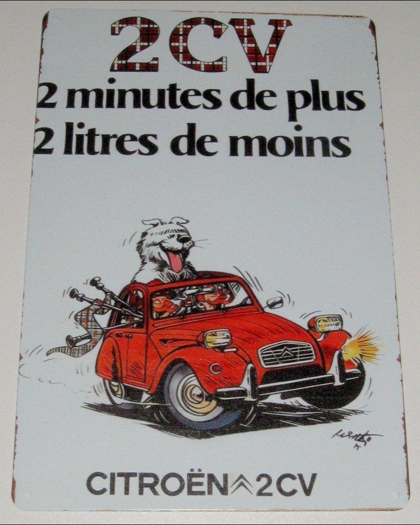Citroën 2CV : Metalen Bord Citroën 2CV - 2 minutes de plus, Verzenden, Nieuw, Auto's