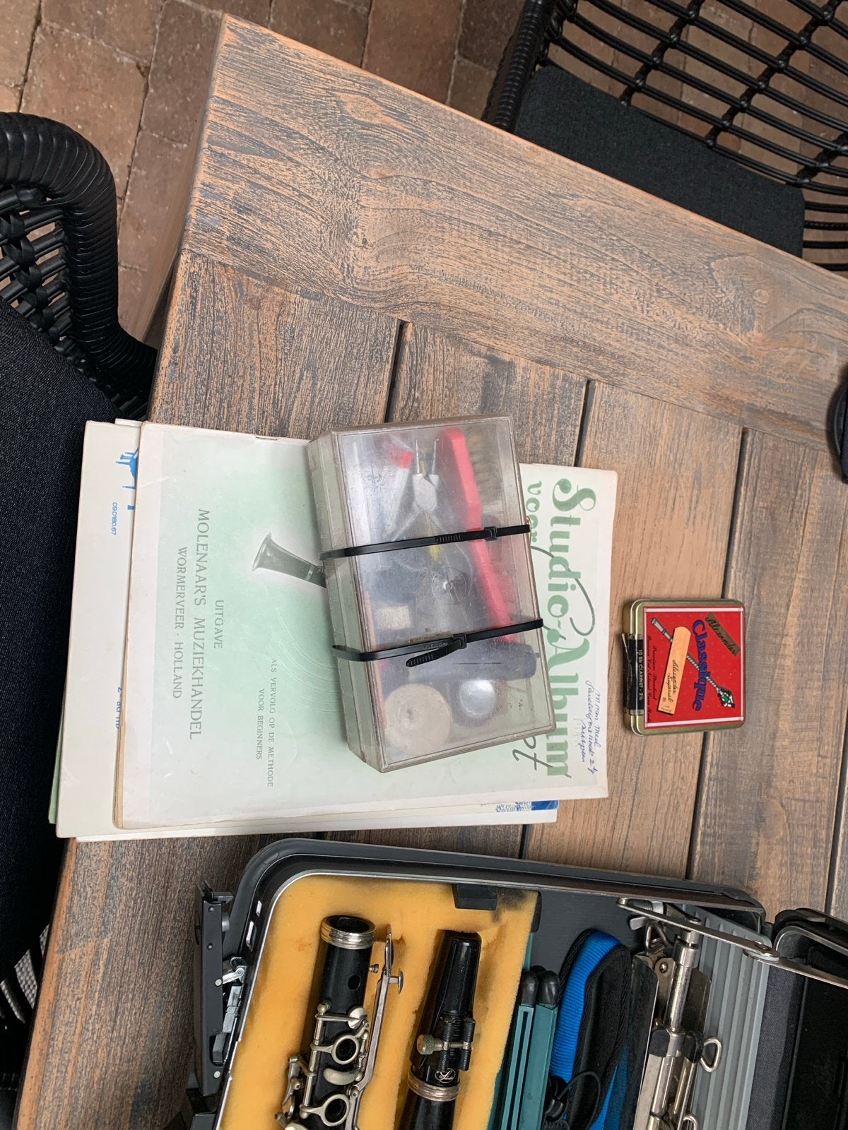 Klarinet Wurltzer met koffer en accessoires, Gebruikt, Overige typen, Ophalen of Verzenden, Met koffer