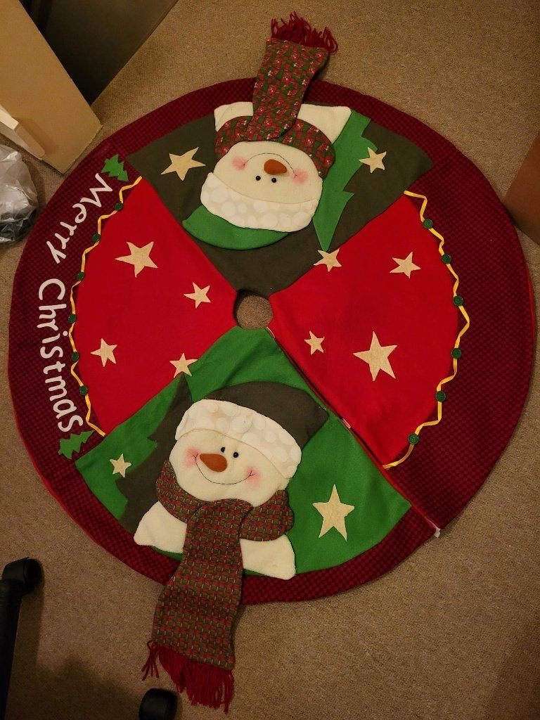 Kerstkleed stof / vilt vintage 70s voor onder kerstboom, Diversen, Kerst, Ophalen of Verzenden, Gebruikt