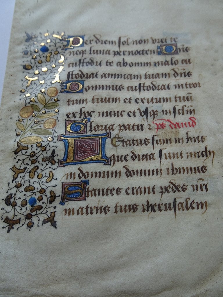 Getijdenboek perkamentfijne blad, bloemranken Frankrijk 1440, Antiek en Kunst, Verzenden