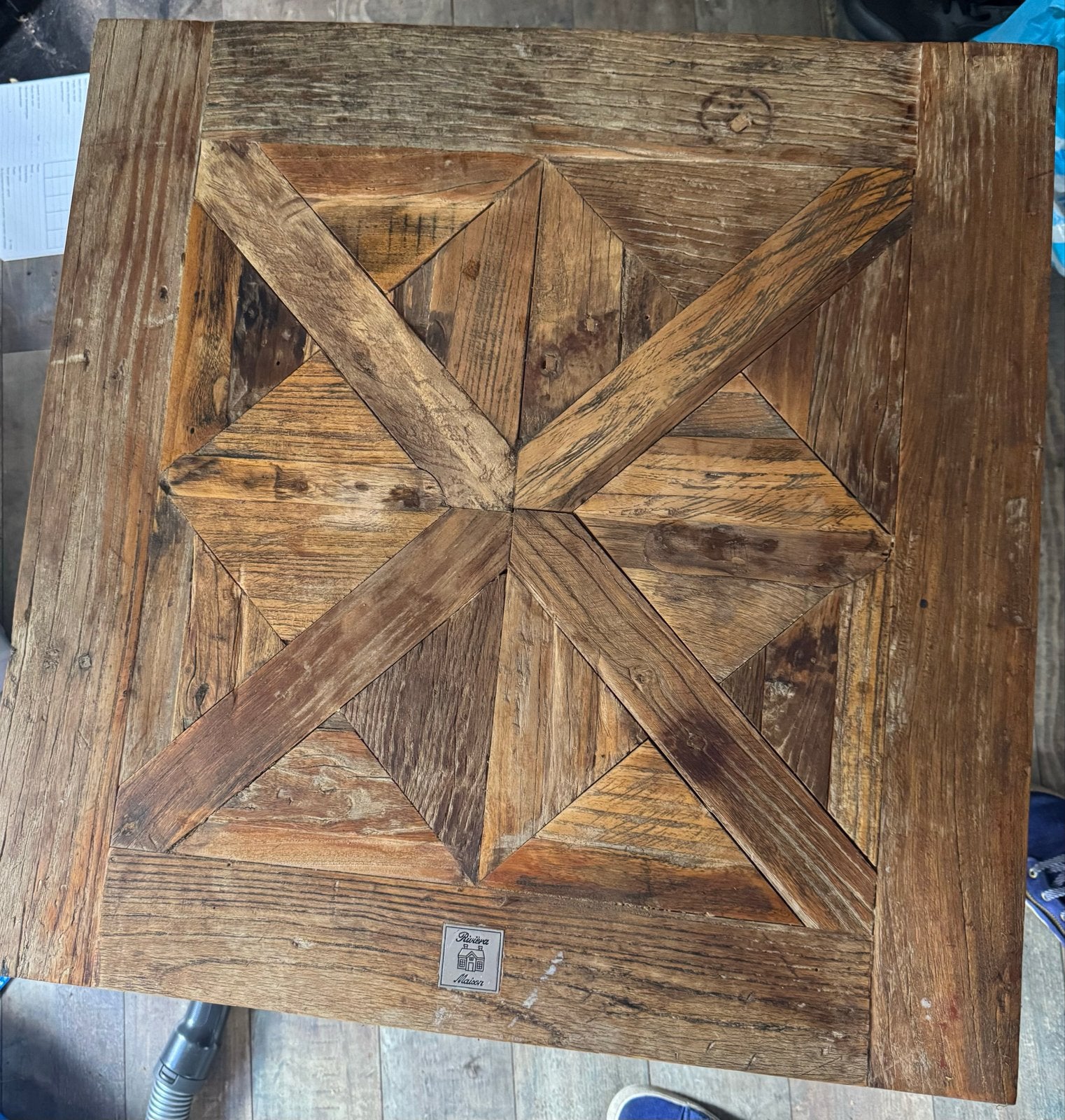 Riviera Maison bijzettafel van gerecycled hout, Huis en Inrichting, Vierkant, 55 tot 75 cm, Zo goed als nieuw, Hout