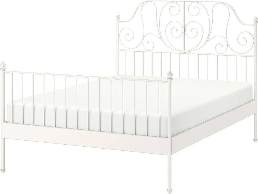 IKEA LEIRVIK Tweepersoonsbed met LURÖY lattenbodem, Ophalen, Gebruikt, Romantisch, Tweepersoons