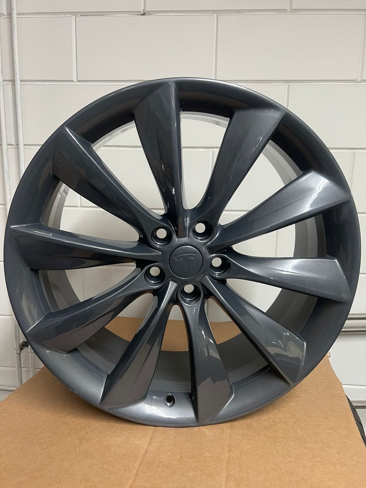 Originele 21 inch Tesla Turbine Velgen Set, Ophalen, Gebruikt, 21 inch, Banden en Velgen