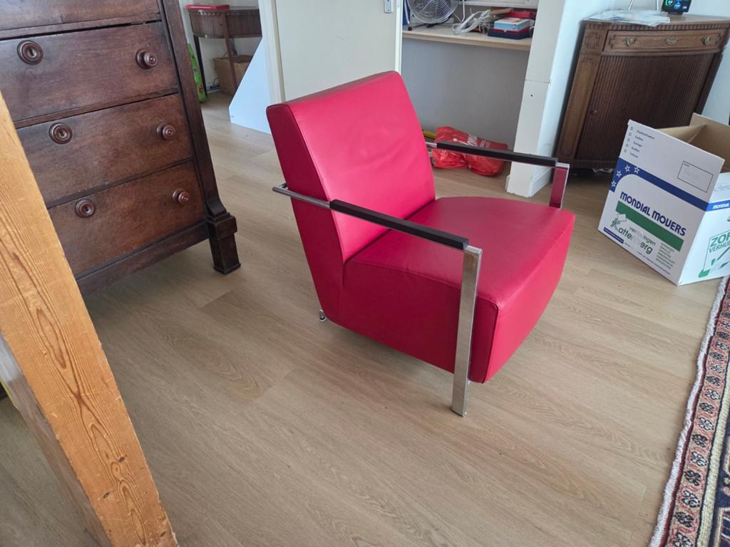 Rode Harvink Alowa fauteuil - Design stoel, Modern design, Gebruikt, 75 tot 100 cm, Ophalen of Verzenden