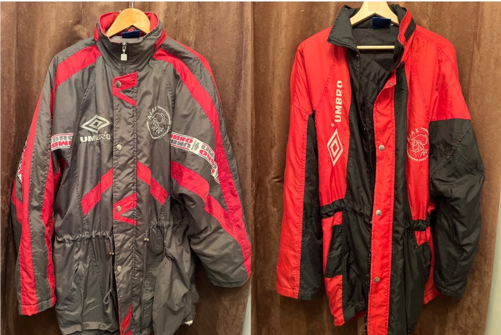 Twee Vintage Ajax Umbro Jassen / Bench Coats - Maat L, Maat L, Ophalen of Verzenden, Gebruikt, Overige typen