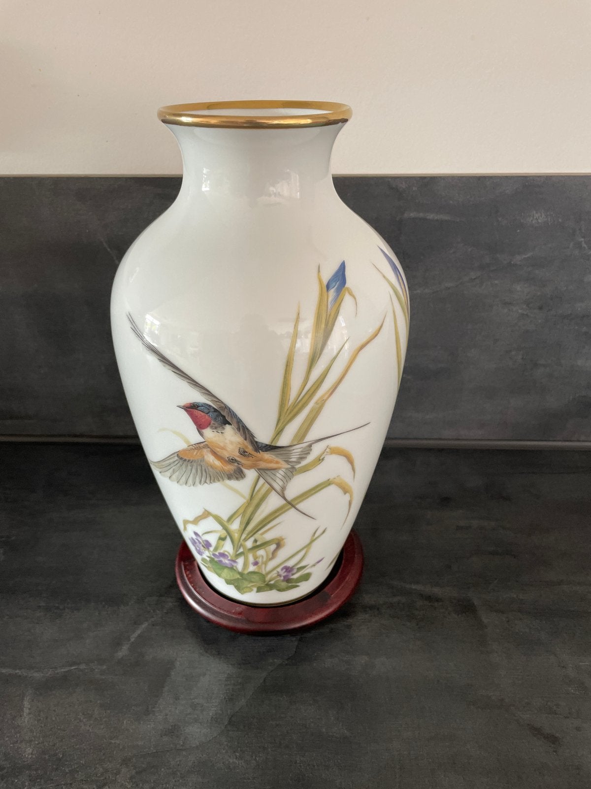 Franklin Porcelain The Meadowland Bird Vaas - Limited Editio, Ophalen of Verzenden