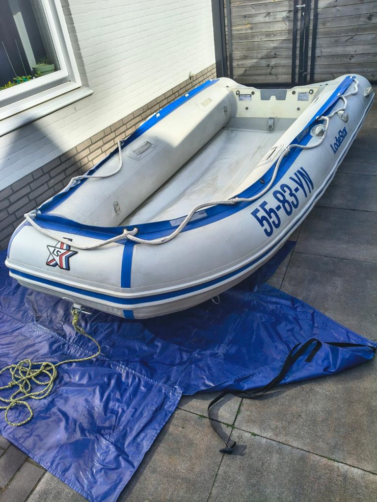 Lodestar Trimax 340,  25pk Force bbm, Watersport en Boten, Rubberboten, Gebruikt, Lodestar, Airdeck, Afdekzeil, Brandstoftank